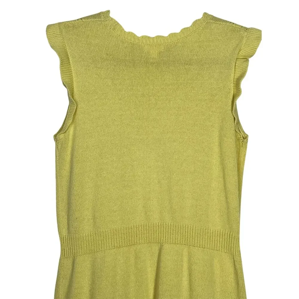 Girls Cat & Jack Yellow Knit‎ Drop Waist Flutter Ruffle Hem Dress Size (14) XL